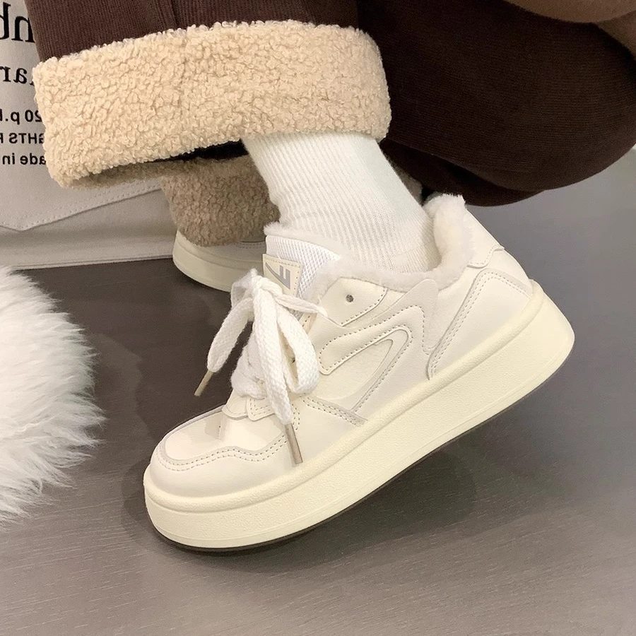 回力加绒小白鞋女2024冬季新款学生百搭板鞋运动休闲鞋保暖二棉鞋