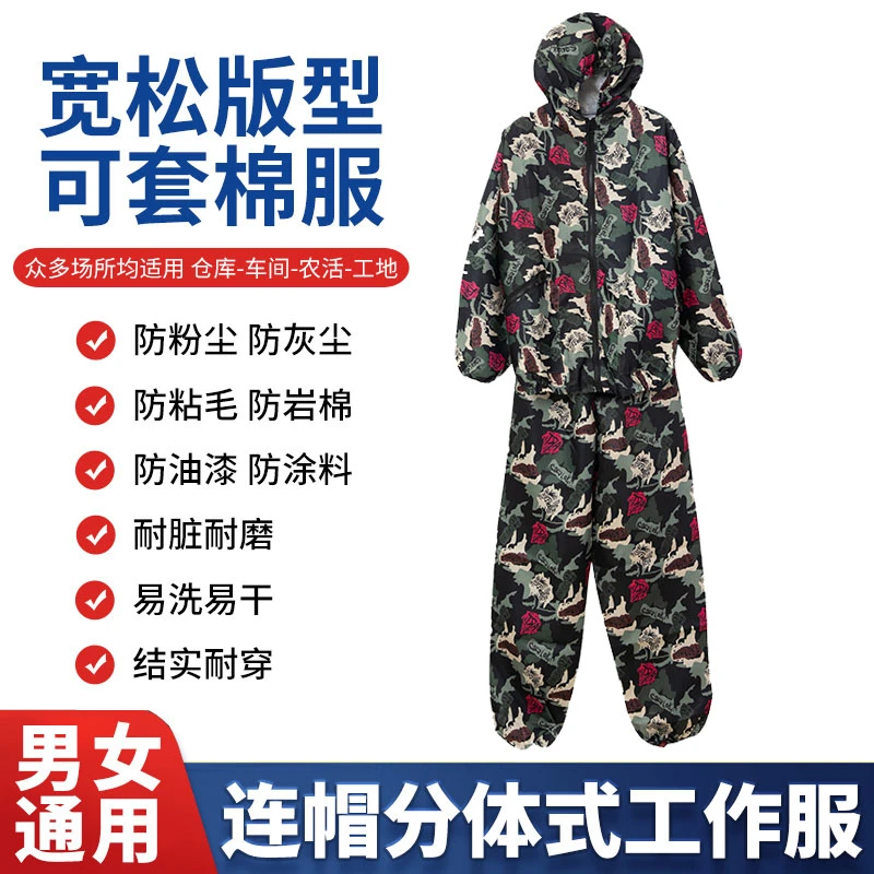 多功能防尘服防静电防岩棉不沾毛养殖业建筑喷漆装修专用分体套装