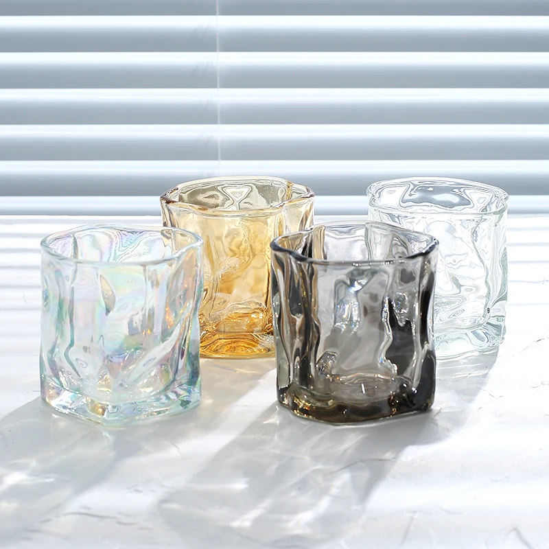 【宠粉福利】4只装混色威士忌扭扭杯玻璃高颜值水杯情侣家用酒杯
