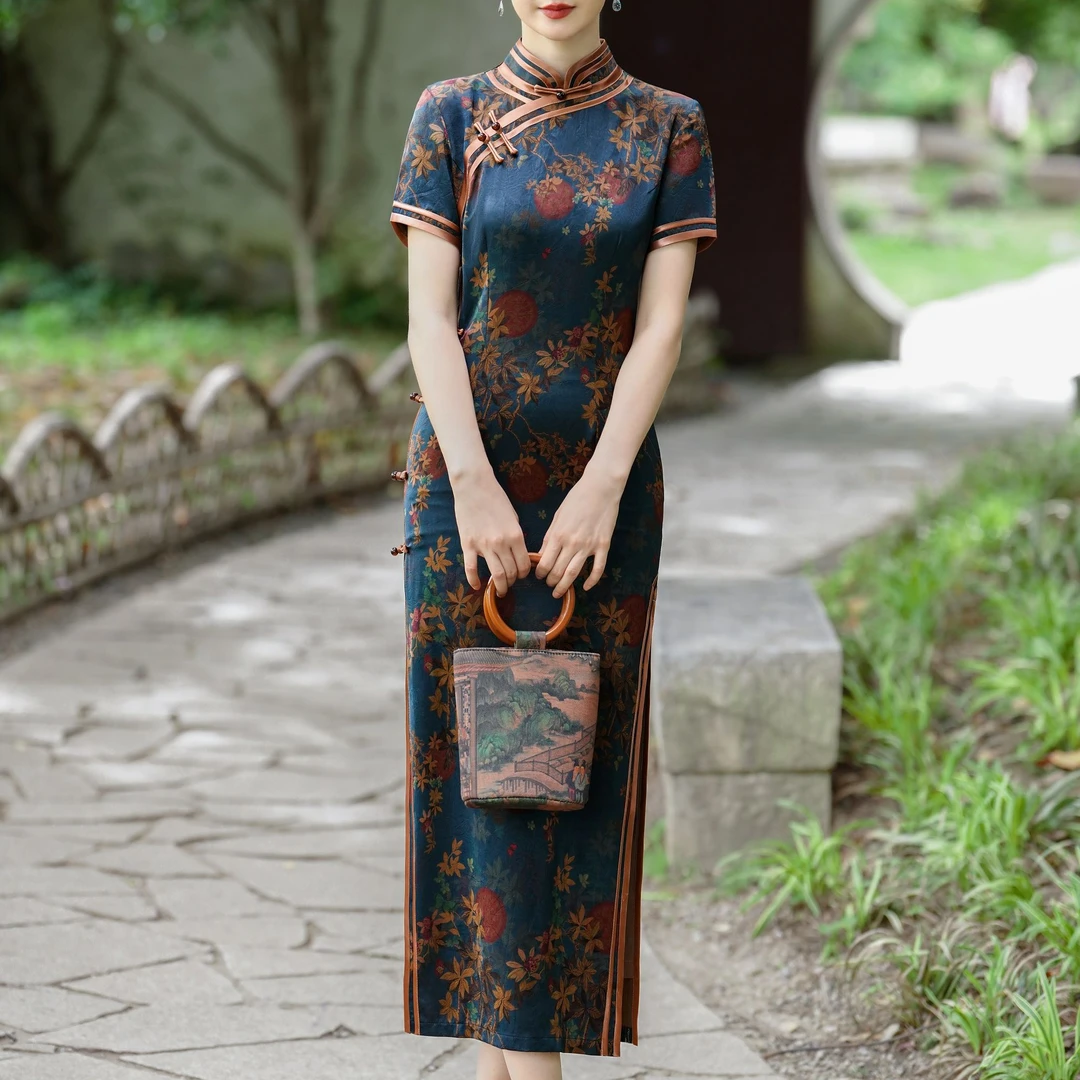 【花枝韵】2024年夏季新款复古百搭优雅大方日常淑女旗袍