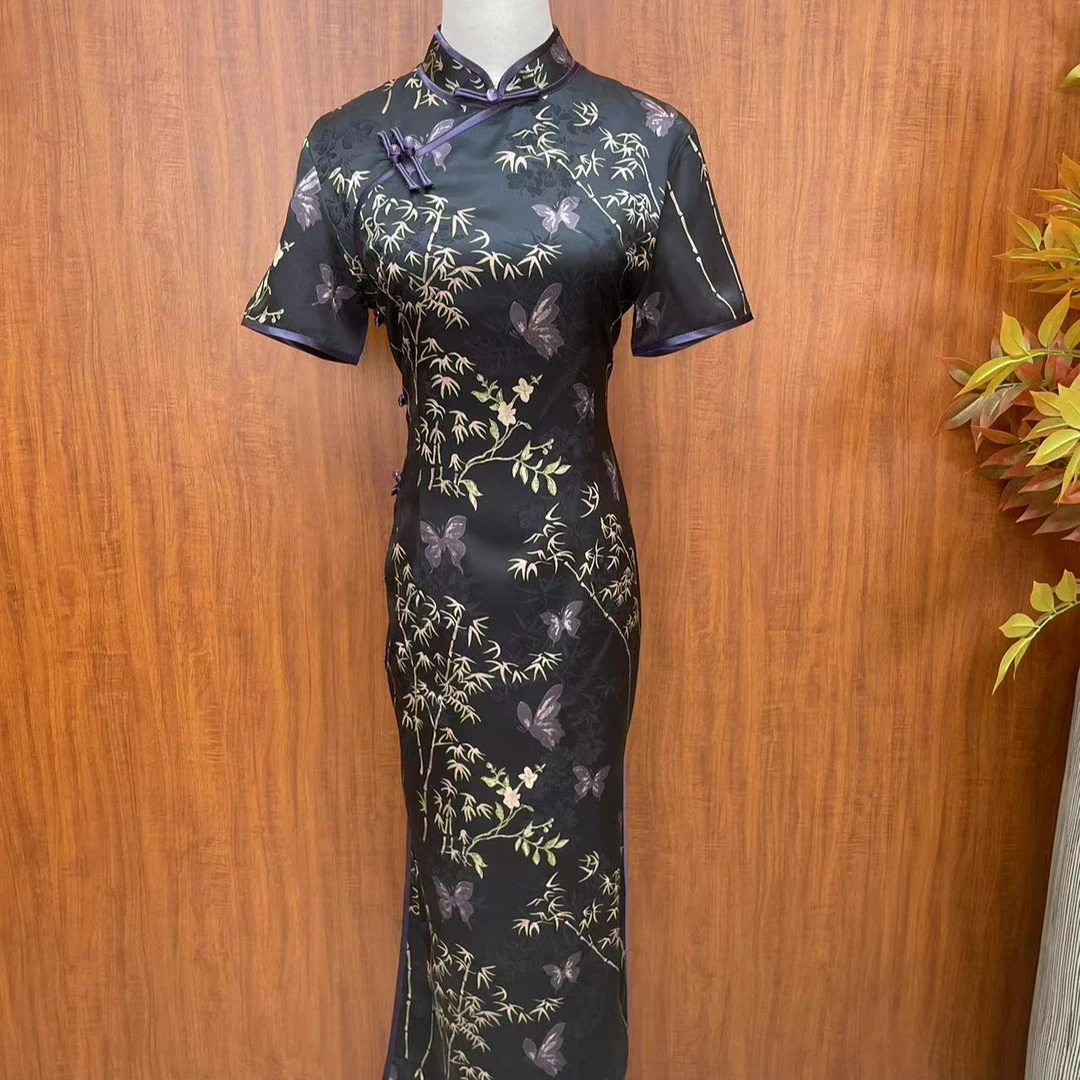 【 青竹引蝶】2024年夏季新款复古百搭日常淑女旗袍