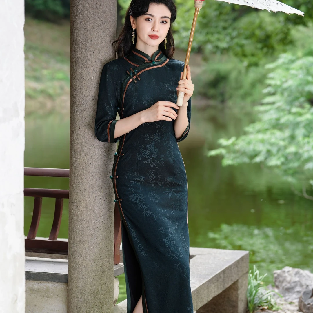 【梅竹双清】2024年新中式春季新款复古百搭日常淑女旗袍