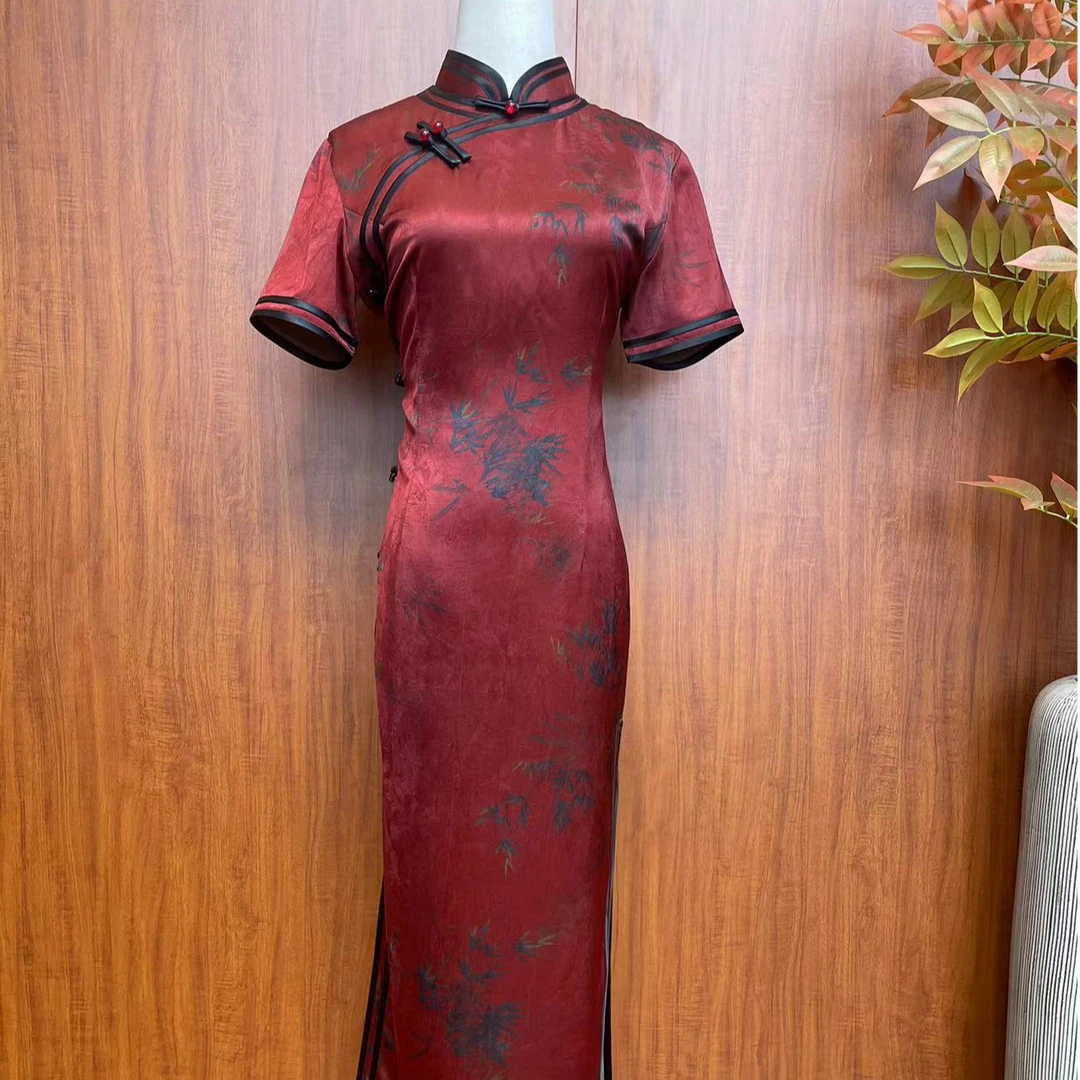 【红色黑竹】2024年夏季新款时尚百搭优雅旗袍