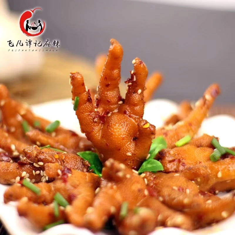 飞凡谭记湖南娄底特产麻辣香辣鸡爪大个鸡爪好吃虎皮鸡爪5个装