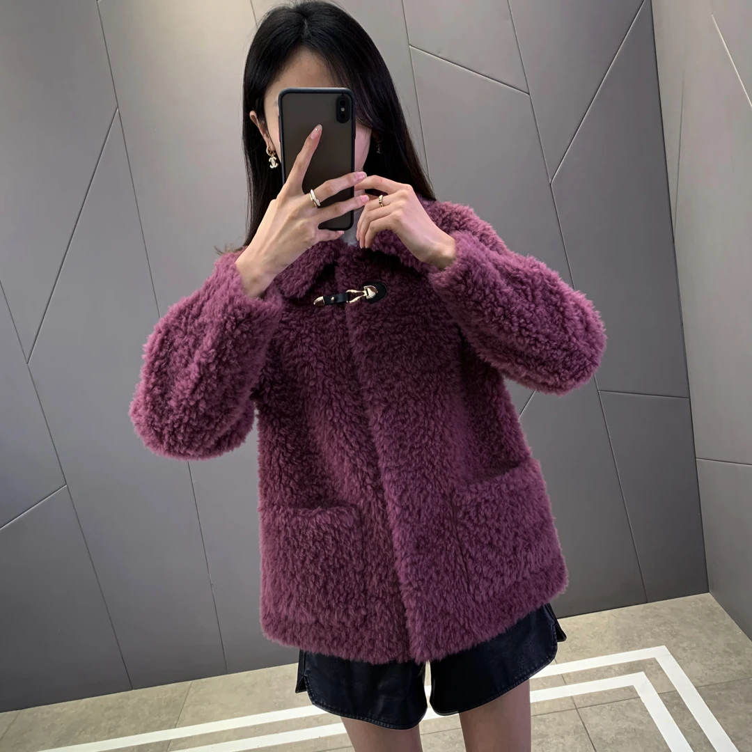 秋冬上衣加厚大衣短款宽松开衫小香风羊羔绒外套女款爆款2024新款