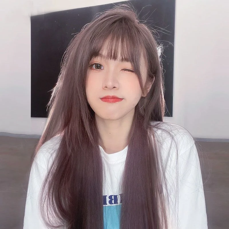 假发女长发全头套夏仿真自然空气刘海长直发网红黑长直中长假发套