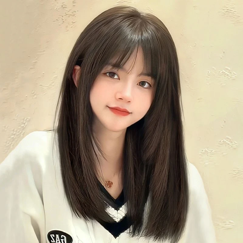 假发女长发自然锁骨内扣发仿真发全真人发减龄中长发整顶全头套女