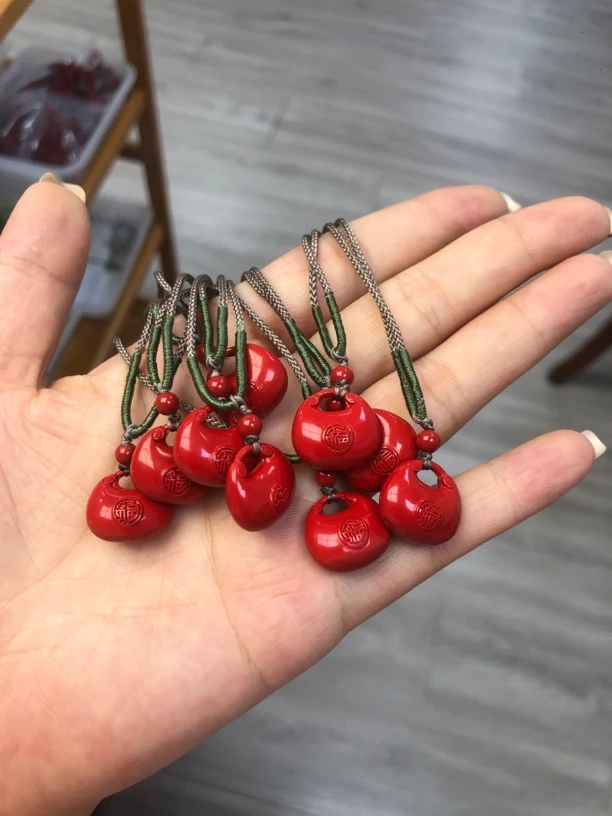 含辰砂工艺品729高含量朱砂如意福锁（发一个）