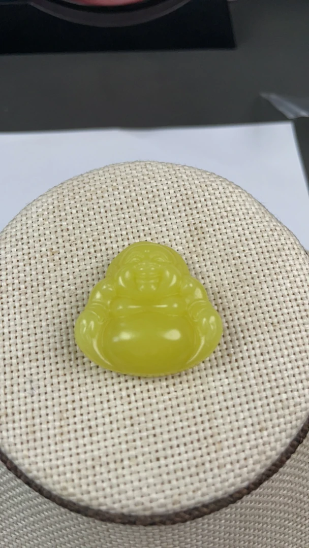 758天然岫玉黄金玉佛公吊坠