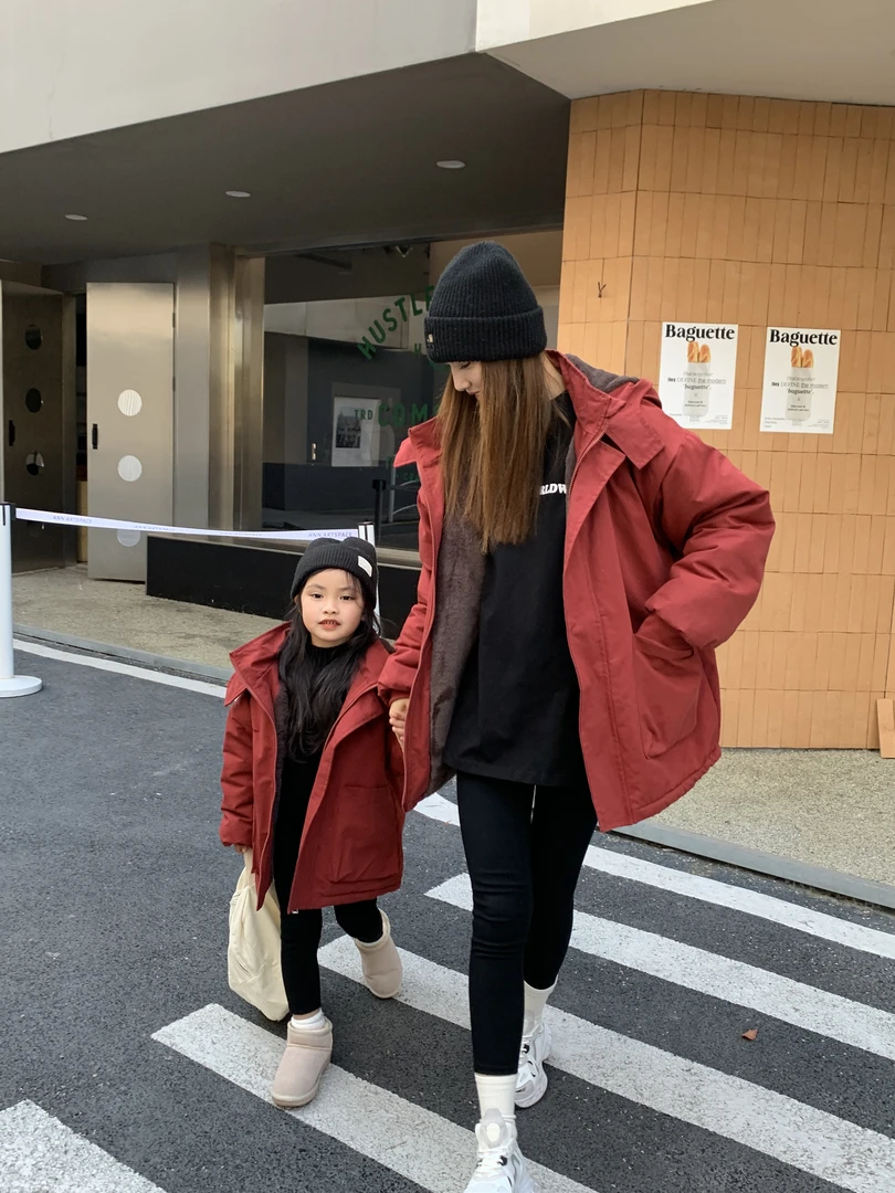 {升级版}2024冲锋衣派克棉服男女儿童同款加绒加厚冬季中长款棉衣