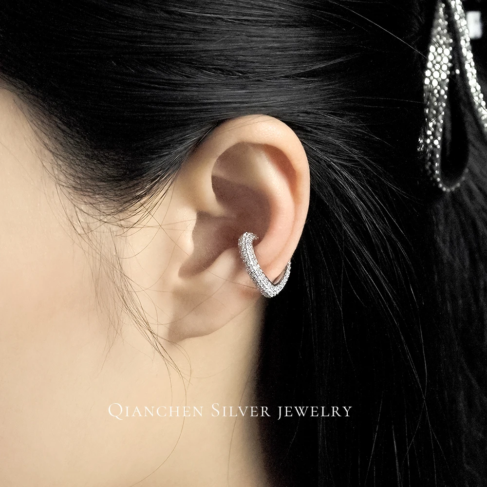 千臣 925银合成锆石耳饰 爱心满镶耳扣单只简约气质网红爆款百搭