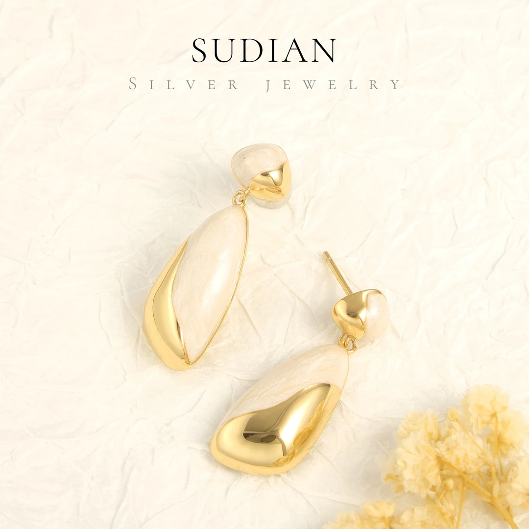 千臣 925银树脂耳饰 国风水滴滴釉雅丹风秋冬小众轻奢气质耳钉