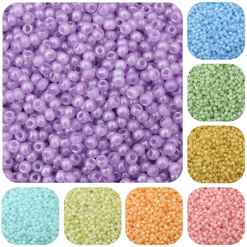 彩色超优玻璃仿玉冰种奶油小米珠散珠手工diy制作手链饰品配件