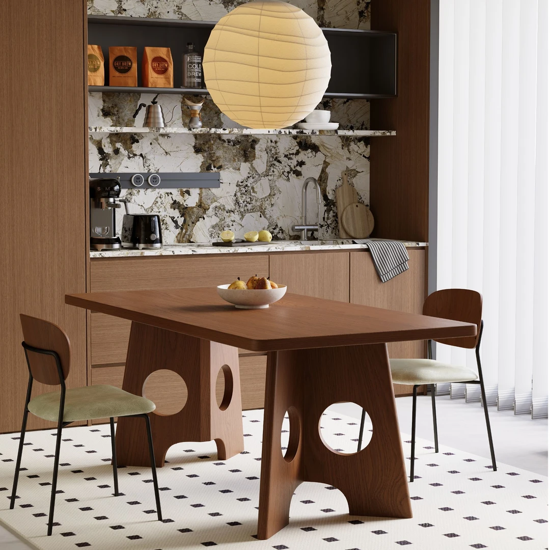 全实木餐桌餐椅组合法式复古饭桌美式轻奢大板桌木色客厅家用餐桌