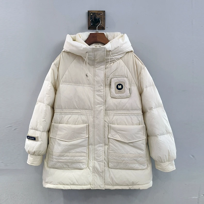 麦寻冬中长款抽绳收腰显瘦外套女宽松时尚YRMMP001衣长72