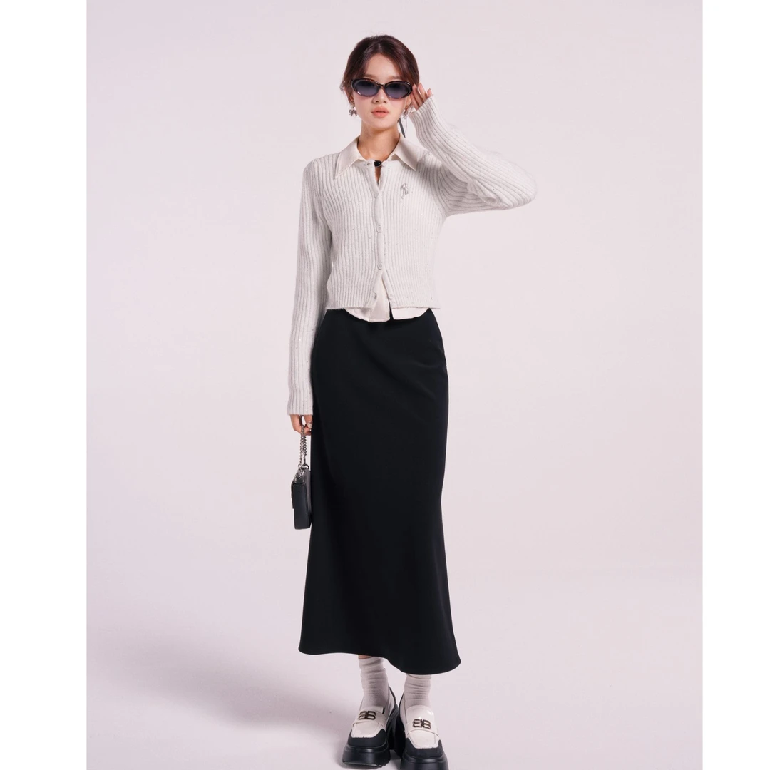 co&sheng小个子春季新款半身裙鱼尾加绒加厚保暖时尚纯色简约