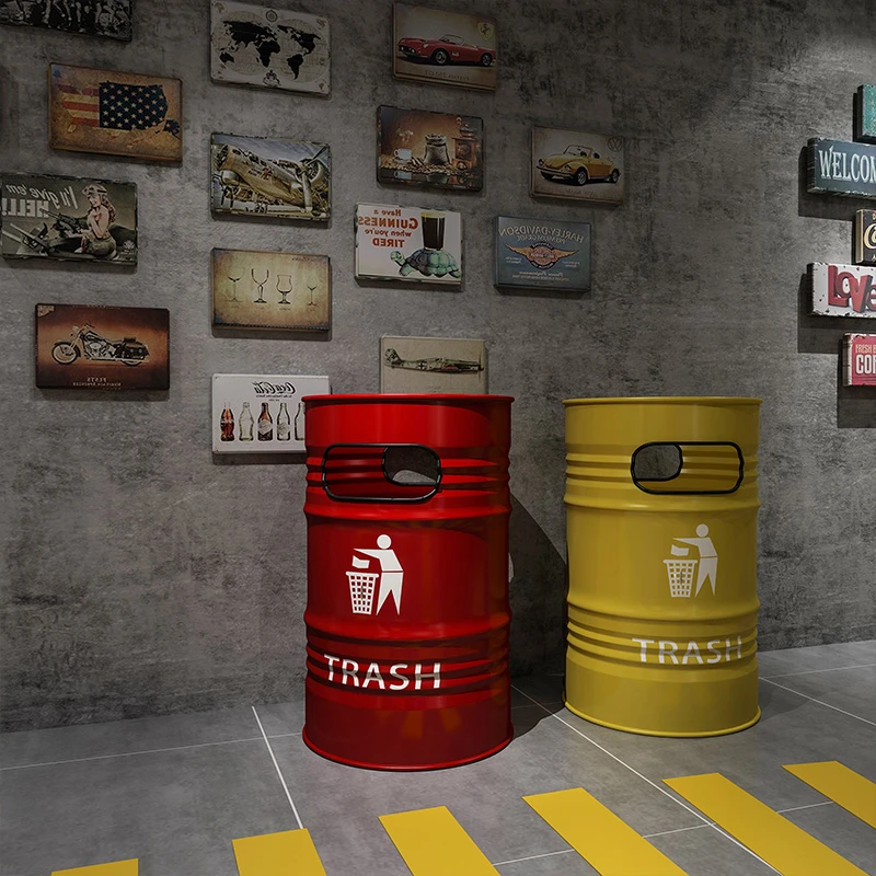 汽油桶改造垃圾桶超大容量240L户外工业风带盖庭院果皮箱大号商用