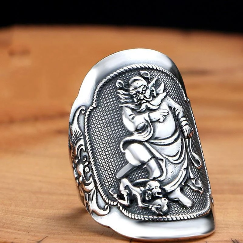 铜合金戒指 小众复古钟馗戒指男女个性潮人霸气民族做旧时尚戒指