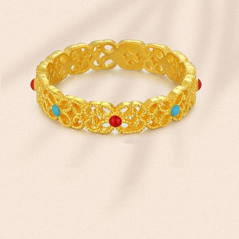 铜合金戒指 复古简约花丝镂空轻奢百搭个性小众设计时尚精致指环