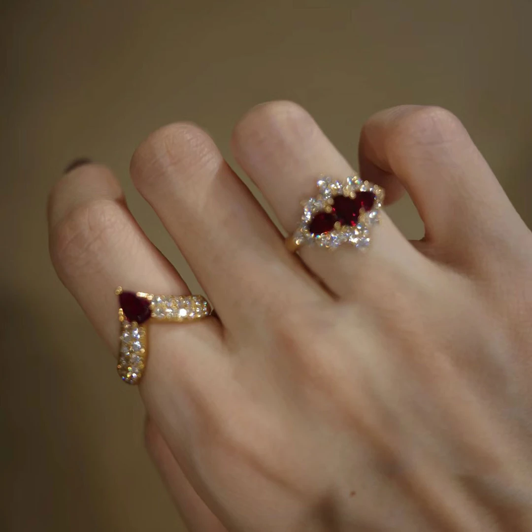 铜合金戒指 复古宫廷风轻奢高级感开口戒指中式国风指环小众ins