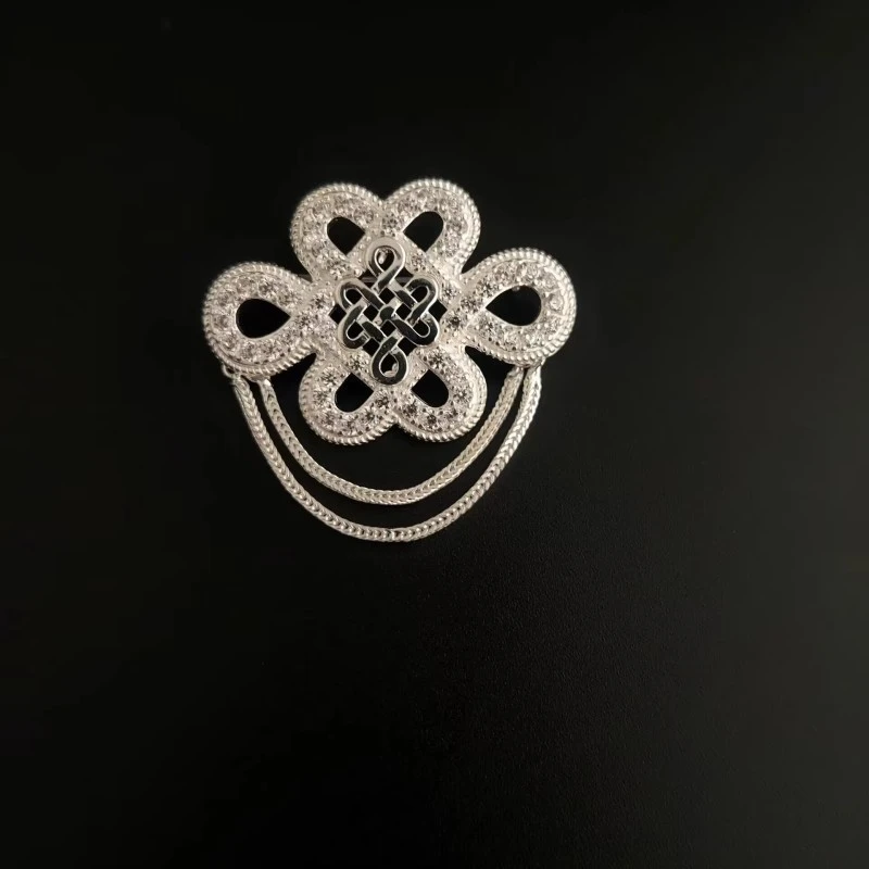 铜合金胸针 复古百搭结流苏胸针小众时尚气质礼服配饰蒙古袍配饰