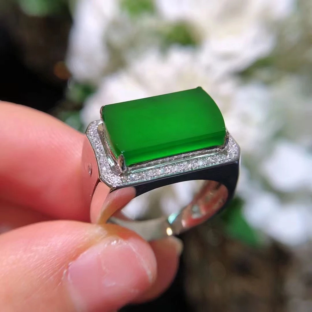 铜合金戒指 复古时尚绿色马鞍戒指精致百搭个性小众设计指环女款