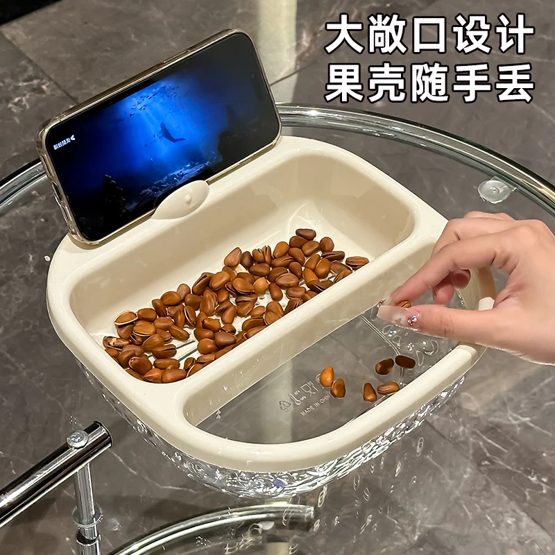 轻奢!懒人瓜子零食水果收纳盒双层加厚客厅收纳篮家用果盘沥水盘