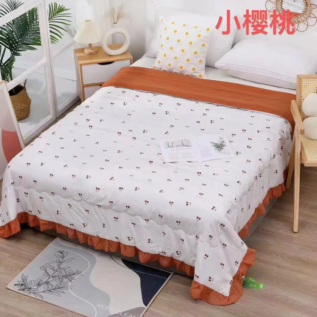 【小樱桃】夏凉被200*230 双层纱布 柔软床盖印花夏被小清新凉感