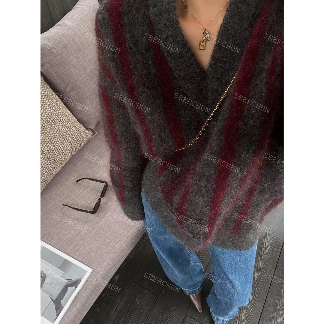 【纯纯女装】SEER CHUN高品质V领设计款马海毛毛衣 41139