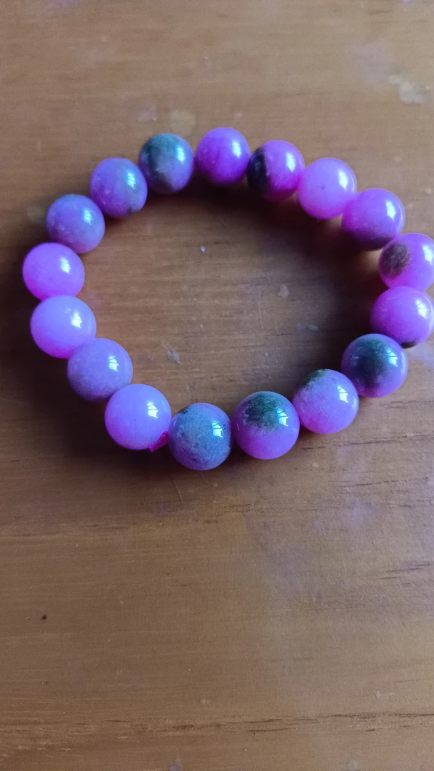 非金属陶瓷手链 玫红色带皮卡12手串