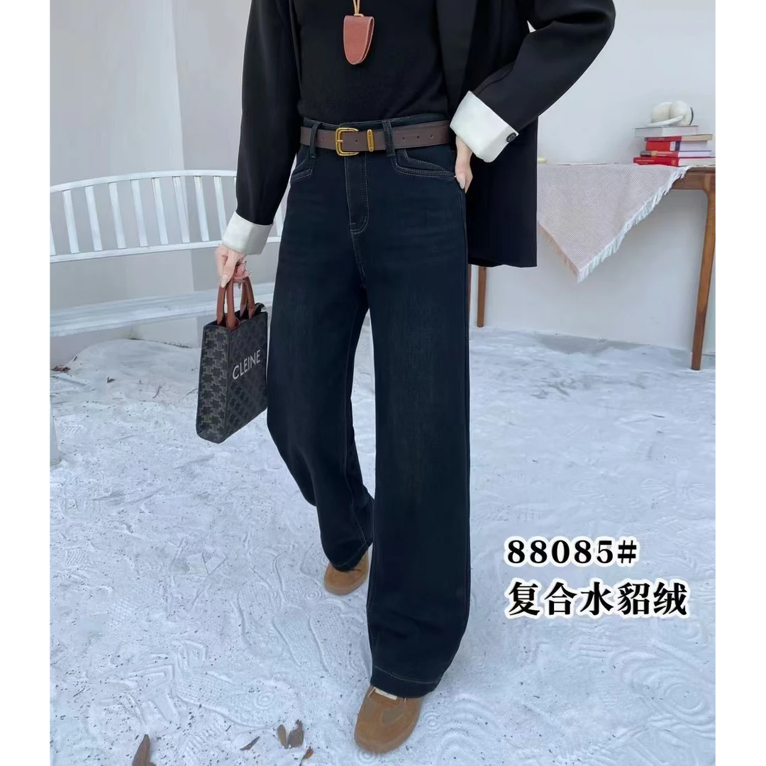 加绒加厚爆款小直筒女裤牛仔裤88085