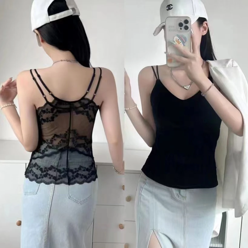 金丝绒小吊带背心女2024春季新款外穿西装内搭美背无袖打底衫上衣