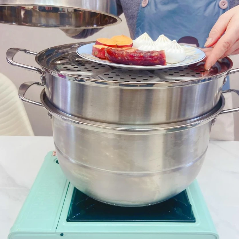 FL凯凯家自用推荐 304不锈钢大号三层蒸锅 多功能料理蒸笼