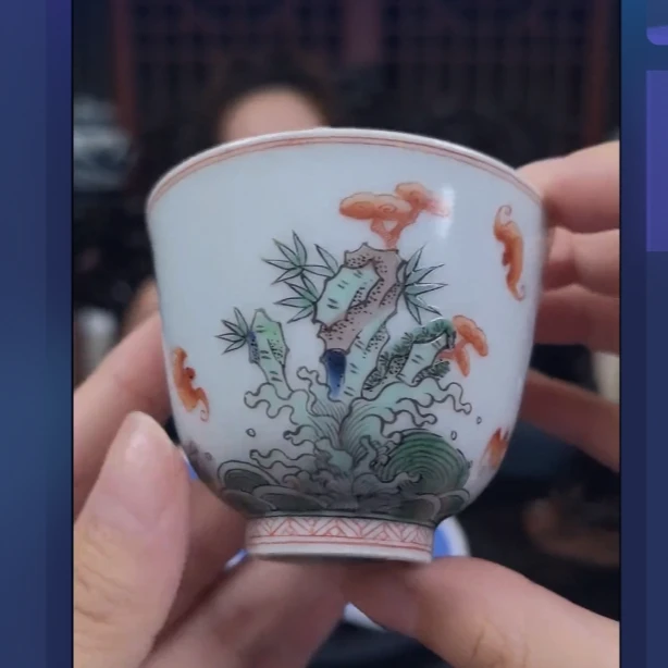 宁封窑古彩主人杯 微瑕介意勿拍
