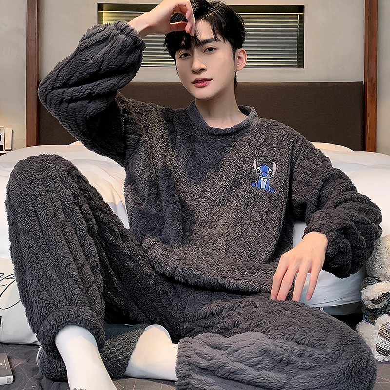 新款睡衣男士秋冬季珊瑚绒加厚加绒冬天爆款保暖法兰绒家居服套装