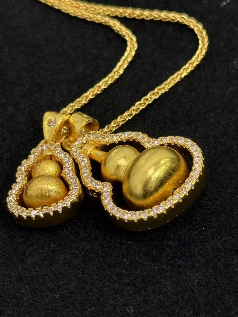 铜合金项链 新款国风时来运转葫芦锁骨链不掉色福禄精美双葫芦