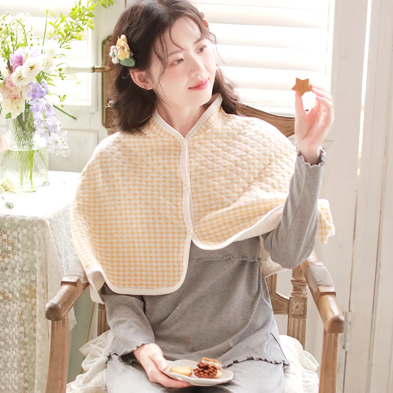 富朵空气棉月子披肩秋冬产妇哺乳遮挡盖毯坐月子斗篷式空调房坎肩