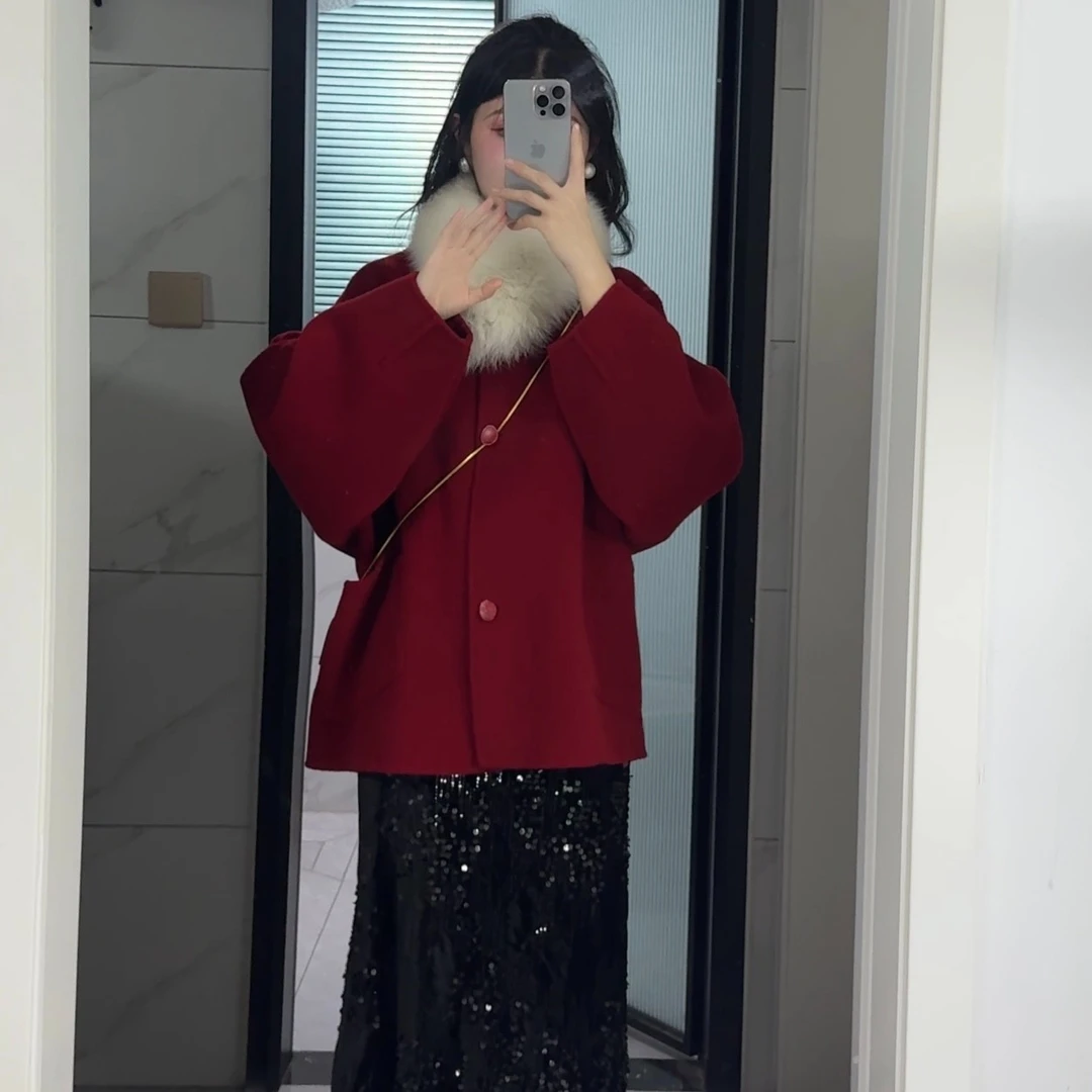 【Lia小小】红蝴蝶白蝴蝶黄蝴蝶 气质秋冬大衣中短款外套显瘦时尚