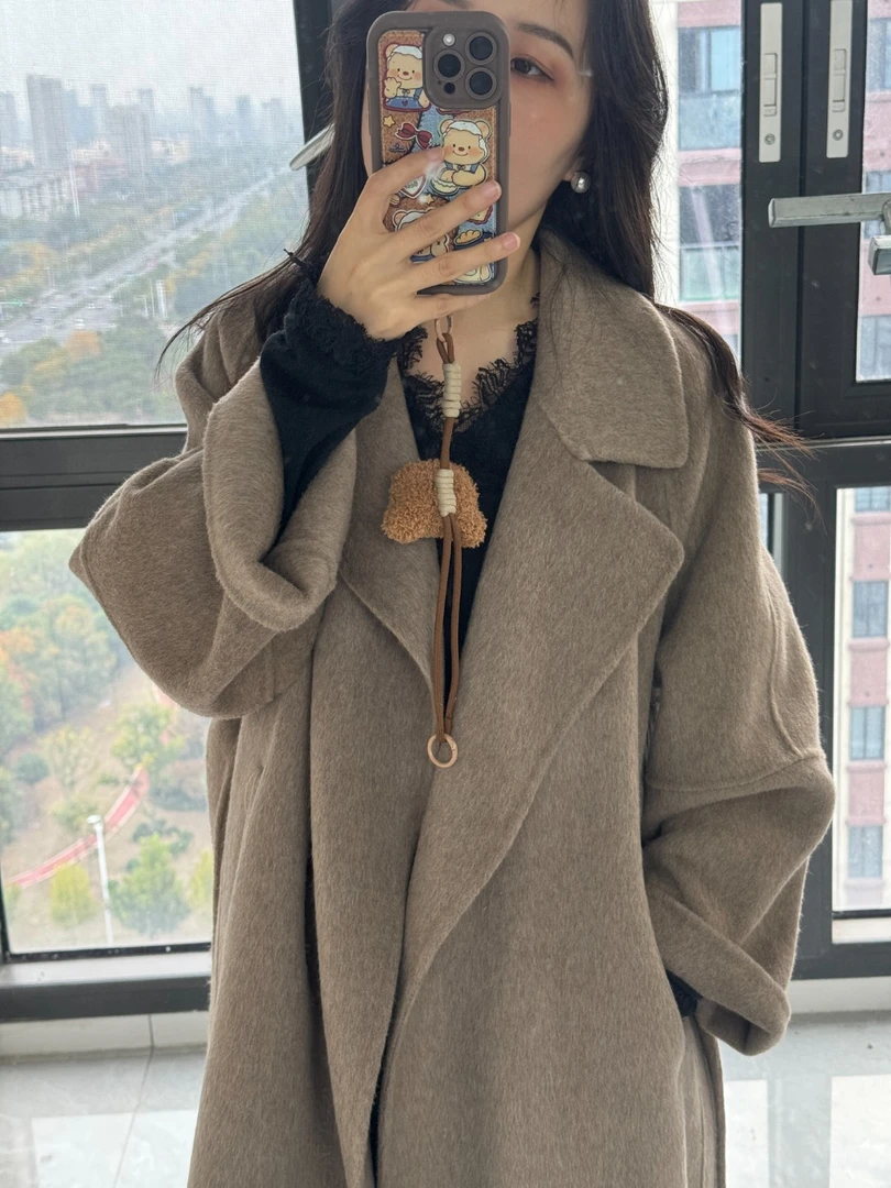 【茉莉专属】西西里燕麦色新款长款小个子双面羊毛大衣气质秋冬