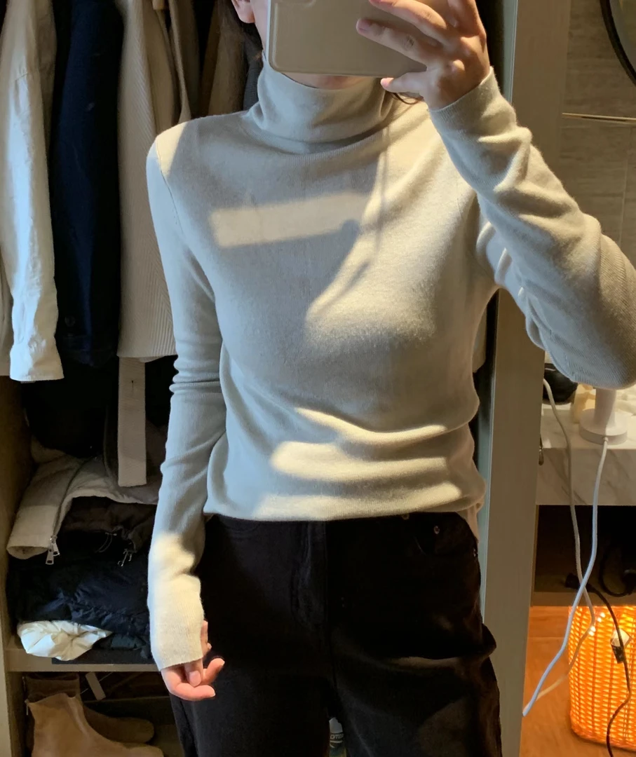 秋季新款洋气减龄高领针织衫修身显瘦内搭打底上衣