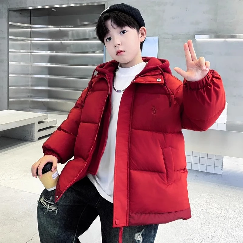男童冬季红色棉服2024新款儿童本命年洋气帅气棉袄外套中大童冬装