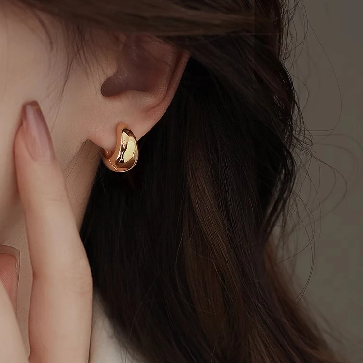 铜合金耳饰 水滴圈圈耳环轻奢高级感耳饰女耳圈耳扣素圈欧美耳环