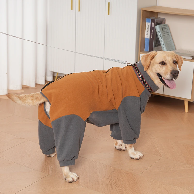 可牵引四脚衣大型犬狗狗衣服秋冬款拉布拉多金毛中型全包加绒保暖