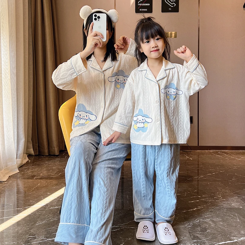 2025新款女童睡衣儿童春秋纯棉长袖中大童女孩公主洋气母女家居服