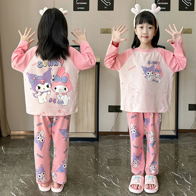 儿童纯棉睡衣长袖女童春秋新款套装中大童女孩公主套装亲子家居服