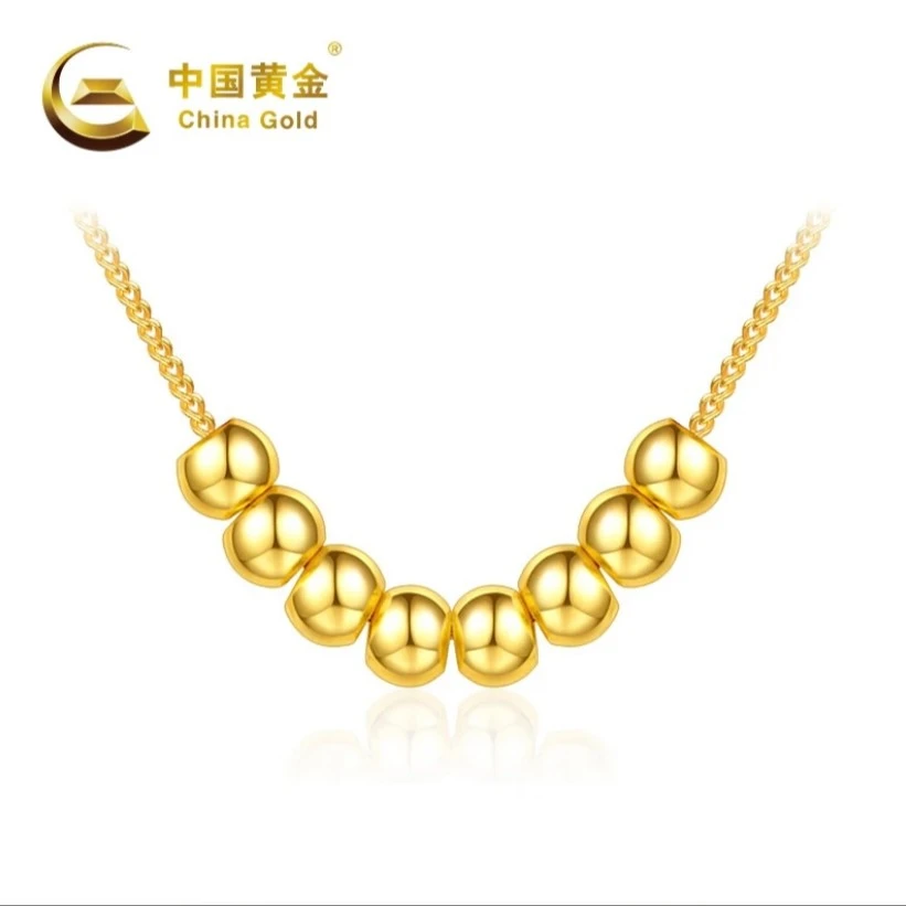 【中国黄金】足金999六六大顺转运珠黄金光面金珠#小仙