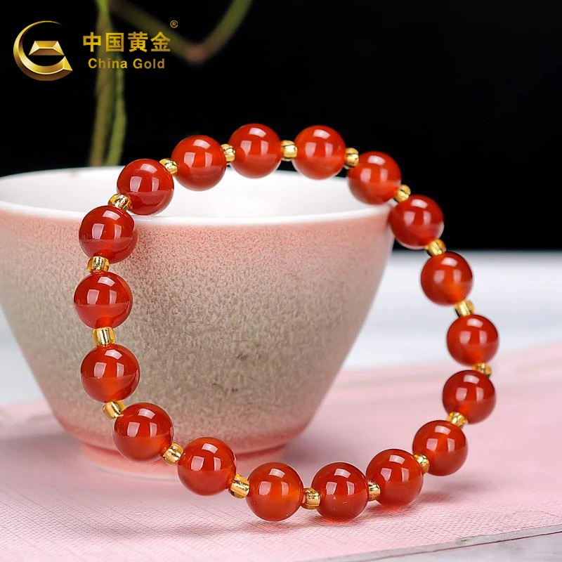 【中国黄金】 红红火火红玉髓手串#小仙