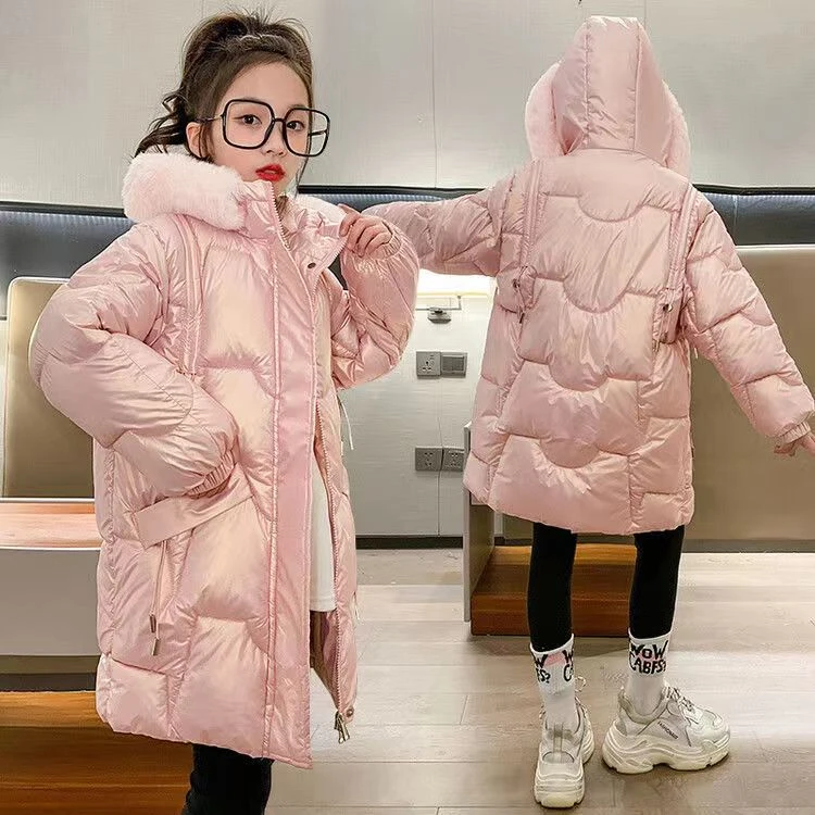 女童棉衣外套冬季2023新款中大儿童洋气棉袄加绒加厚时尚棉服冬装