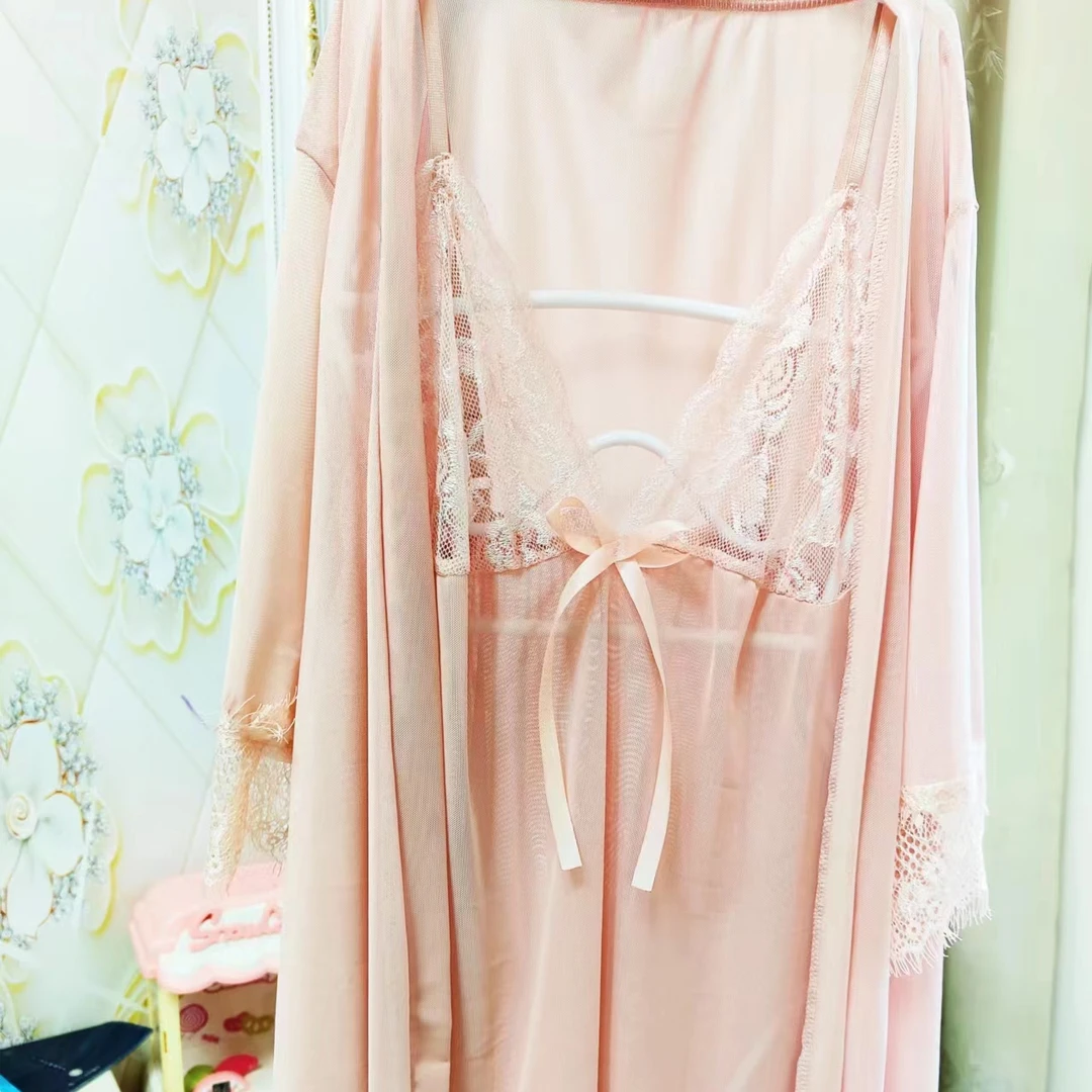 约会睡裙四件套性感短款超薄蕾丝网纱女士宽松时尚大码