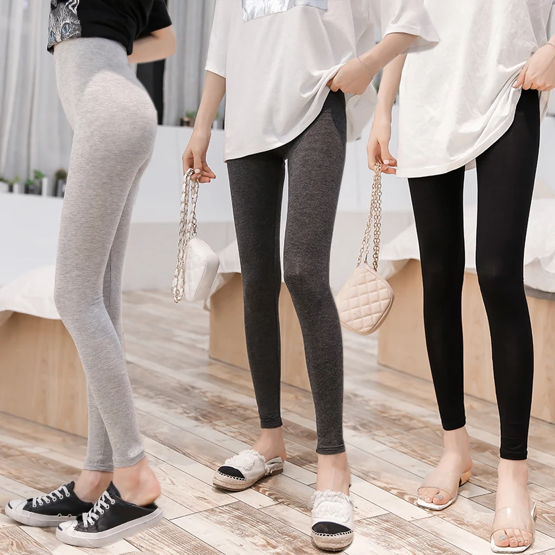 莫代尔打底裤女士外穿裙子九分薄款大码七分秋裤弹力瑜伽裤